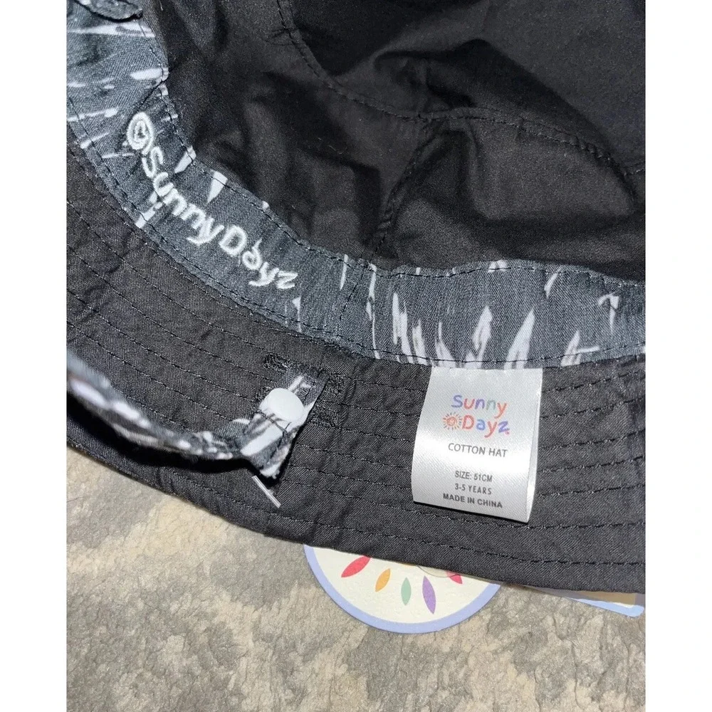 New SunnyDayz Cotton Boys Reversible Sun Hat 3-5‎ Yrs Old Black White UPF